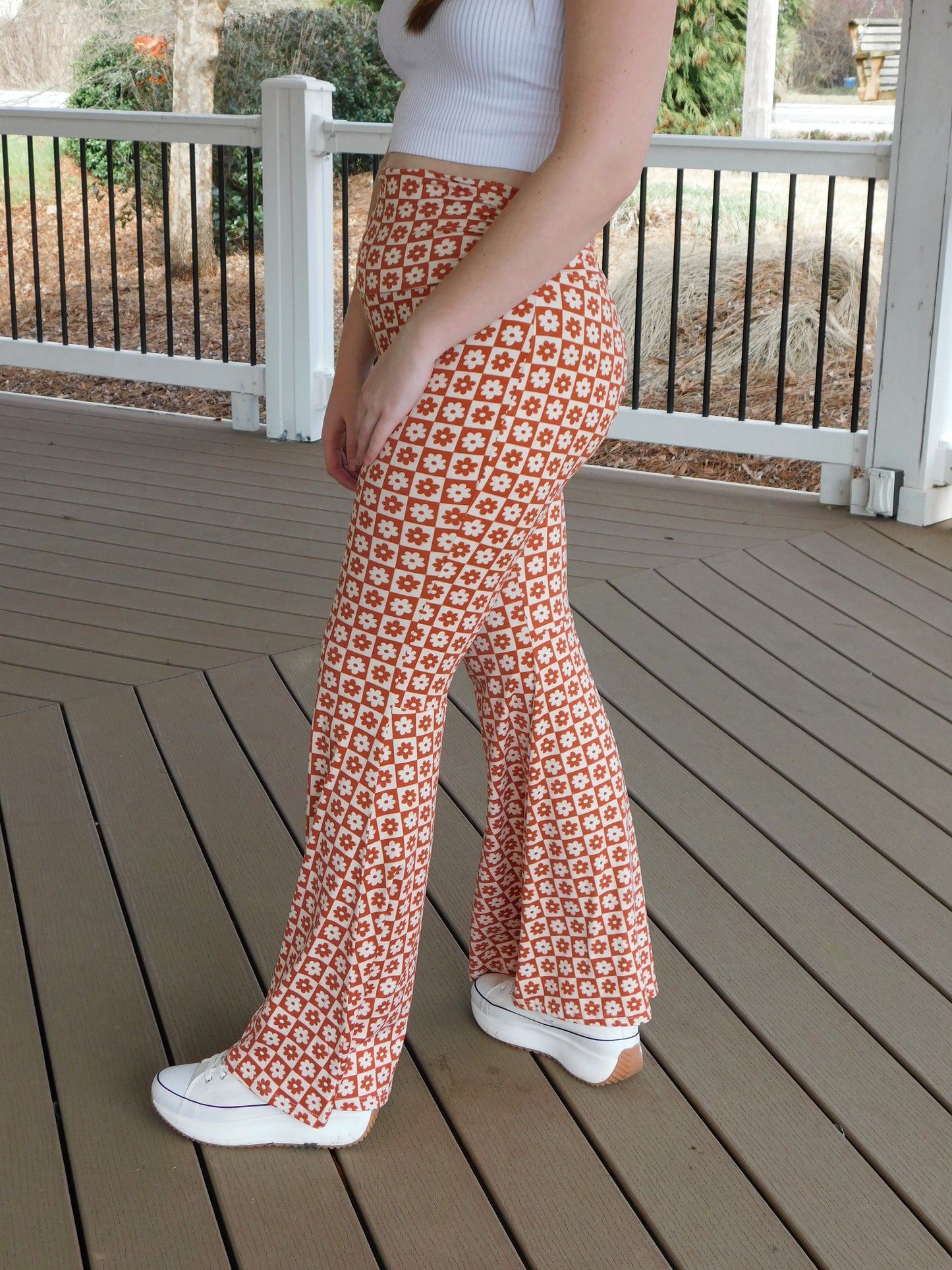 sunset orange flare pants